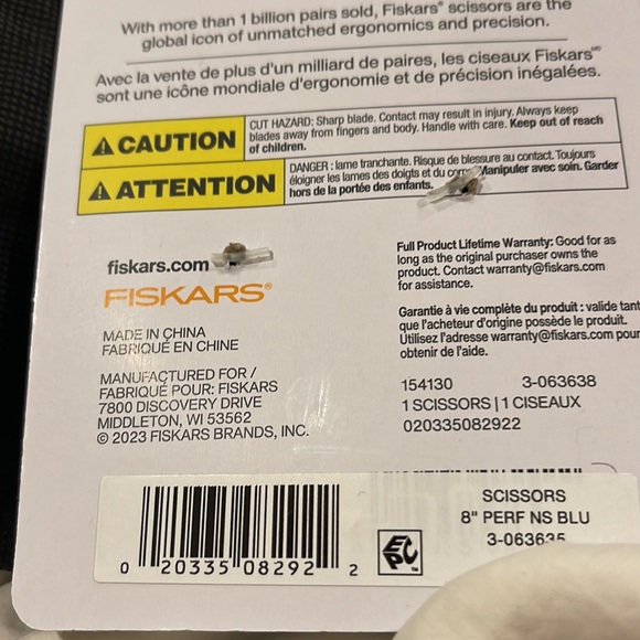 Fiskars 8” Straight Blue Performance Scissors Comfort Handle Non-Stick Stainless - Picture 10 of 10